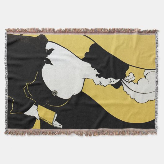 Art Nouveau, Vrouw leest een Geel Boek Deken (Voorkant)