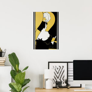 Art Nouveau, Vrouw leest een Geel Boek Poster