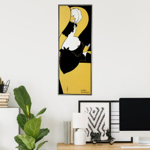Art Nouveau, Vrouw leest een Geel Boek Poster