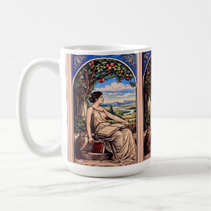 Art Nouveau vrouw leest onder boom Koffiemok