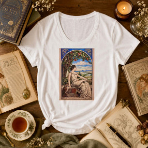 Art Nouveau vrouw lezend onder boom Vintage Grote Maat T-shirt