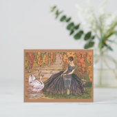 Art Nouveau Vrouw Zwaan kunst illustratie Briefkaart (Staand voorkant)