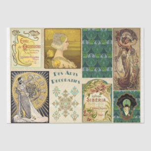 Art nouveau vrouwen advertentie vintage tissuepapier