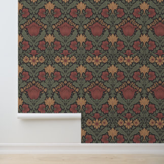 Art Nouveau warme tonen bloemmotief Behang