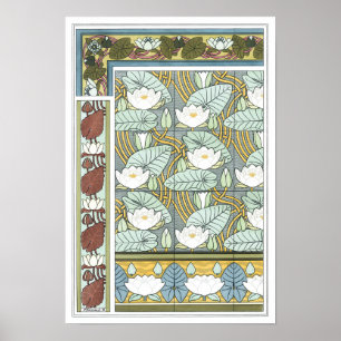  Art Nouveau, Waterlily Garden Flowers Poster