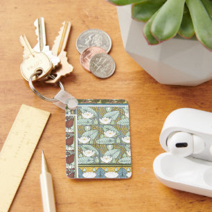  Art Nouveau, Waterlily Garden Flowers Sleutelhanger