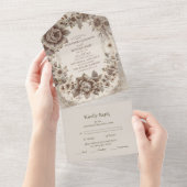 Art Nouveau Wedding All In One Uitnodiging (Afscheurbaar)