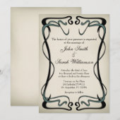 Art Nouveau Wedding Invitation Kaart (Voorkant / Achterkant)