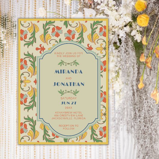 Art Nouveau Wedding Invitation Kaart