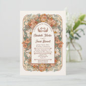 Art Nouveau Wedding Invitation Kaart (Staand voorkant)