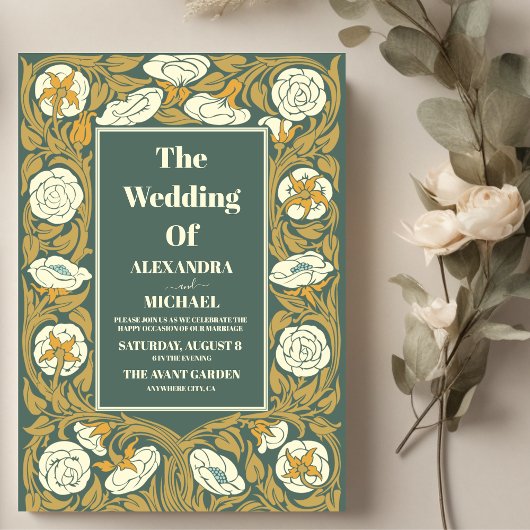  Art Nouveau Wedding Kaart