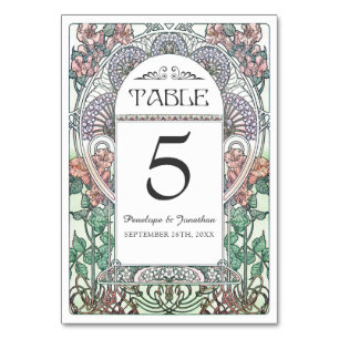 Art Nouveau Wedding Table Kards (set #3) Kaart
