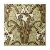  Art Nouveau White Iris Pattern van Verneuil Tegeltje (Voorkant)