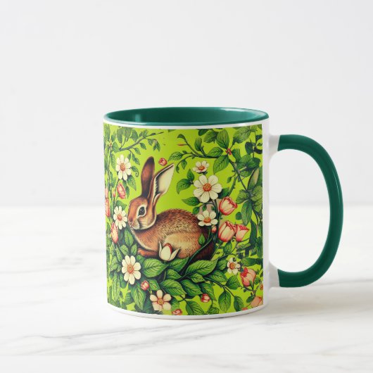 Art Nouveau Wild Rabbit and Flowers Mok (Rechts)