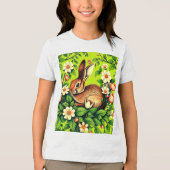 Art Nouveau Wild Rabbit and Flowers Tri-Blend Shirt (Voorkant)