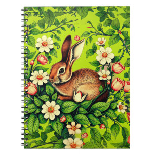 Art Nouveau Wilde Konijn en Bloemen Notitieboek