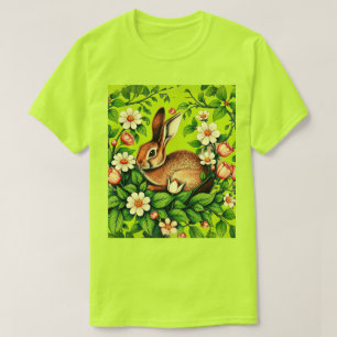 Art Nouveau Wilde Konijn en Bloemen T-shirt