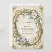 Art Nouveau Wildflower bruiloft Kaart (Voorkant)