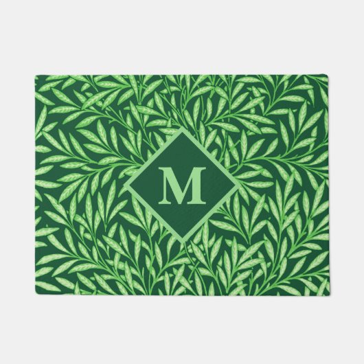 Art Nouveau Willow met Monogram, Smaragdgroen Deurmat (Voorkant)
