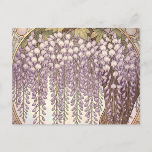Art Nouveau Wisteria Bloem Gouden Lijst Briefkaart