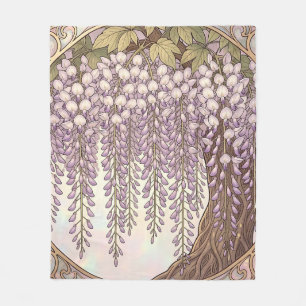 Art Nouveau Wisteria Bloemrijke Gouden Lijst Fleece Deken