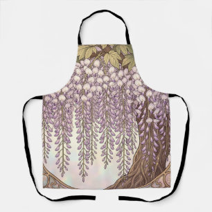 Art Nouveau Wisteria Bloemrijke Gouden Lijst Schort