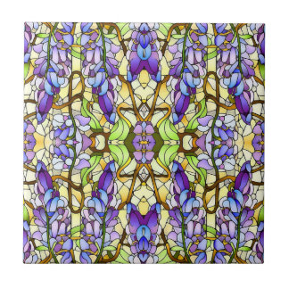 Art Nouveau Wisteria Faux Glas in lood Tegeltje