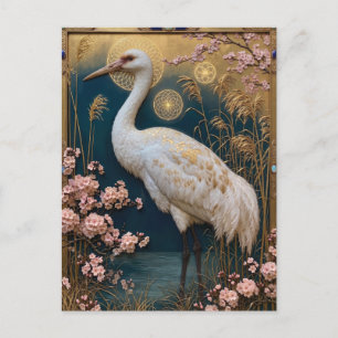 Art Nouveau witkranenpaneel met kersenbloesem Feestdagenkaart