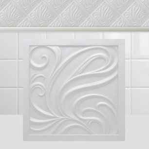 Art Nouveau Witte Antieke Geprägde Abstracte Golf Tegeltje