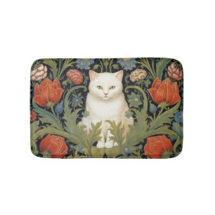 Art nouveau witte kat in de tuin badmat