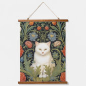 Art nouveau witte kat in de tuin hangend wandkleed (Voorkant)