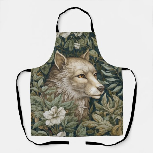 Art nouveau wolf in de bladeren schort (Voorkant)