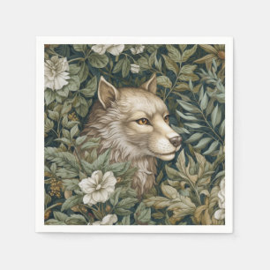 Art nouveau wolf in de bladeren servet