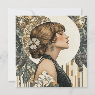 Art Nouveau Woman Feestdagenkaart