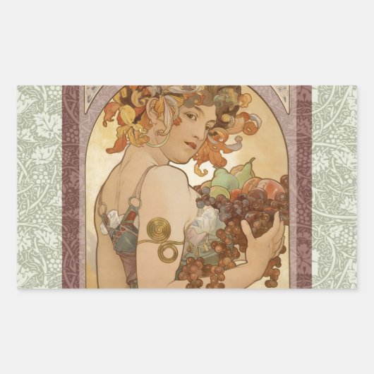 Art Nouveau Woman Mucha Beauful Rechthoekige Sticker (Voorkant)