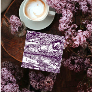 Art Nouveau Woman Reading Book Club Kaart