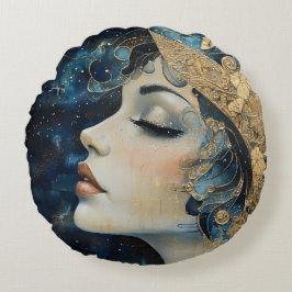 Art Nouveau Woman Rond Kussen