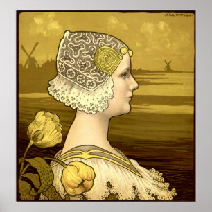  Art Nouveau Woman van Paul Berthon Poster