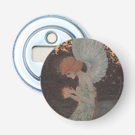 Art Nouveau Wood Sprite Button Flesopener