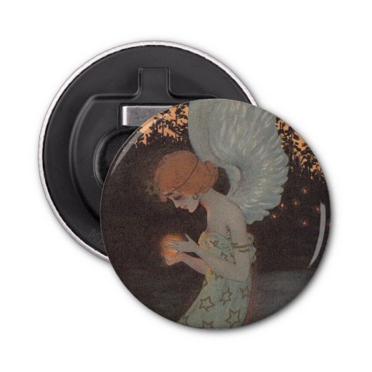 Art Nouveau Wood Sprite Button Flesopener (Voorkant)