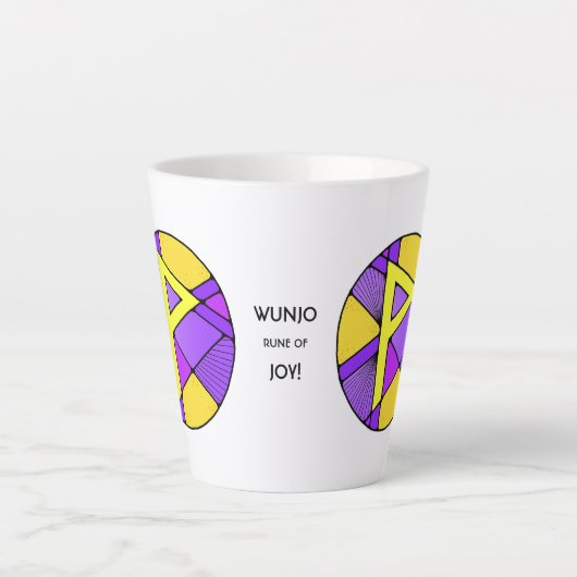 Art Nouveau Wunjo Rune Latte Mok - JOY! (Voorkant)