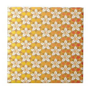Art Nouveau yellow Jonquil floral wallpaper damask Tegeltje
