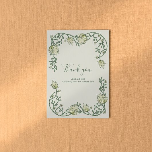 Art Nouveau zacht  lijst dank u Bedankkaart