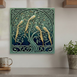 Art Nouveau Zangvogels Pat#11 ID1193 Tegeltje