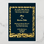 Art Nouveau Zeemeermin Border Bruiloft Folie Uitnodiging (Voorkant)