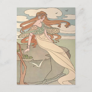 Art Nouveau Zeemeermin uit vervlogen tijden Briefkaart