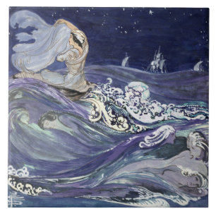 art nouveau zeemeerminnen van Pamela C. Smith Tegeltje