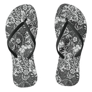 Art Nouveau Zeewier Bloem, Zwart en Wit Teenslippers