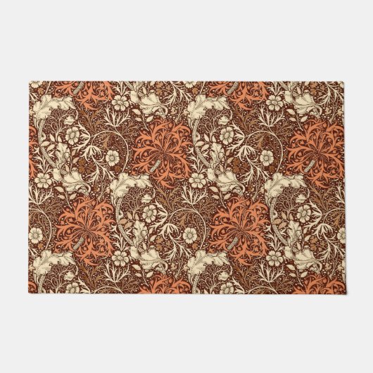 Art Nouveau Zeewier Bloemen, Bruin en Rust Deurmat (Voorkant)