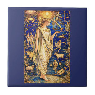 Art Nouveau Zodiac Godin Hemelse Illustratie Tegeltje